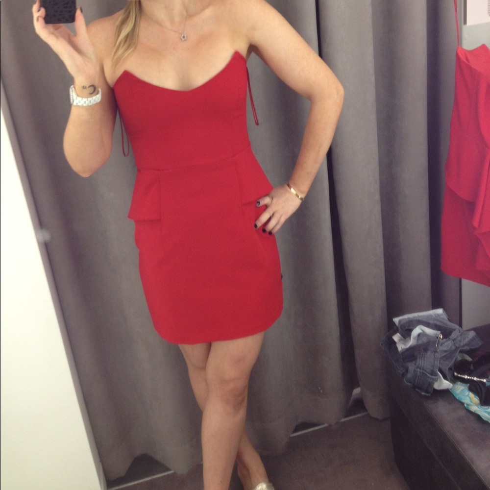 Mason red peplum strapless dress size 4